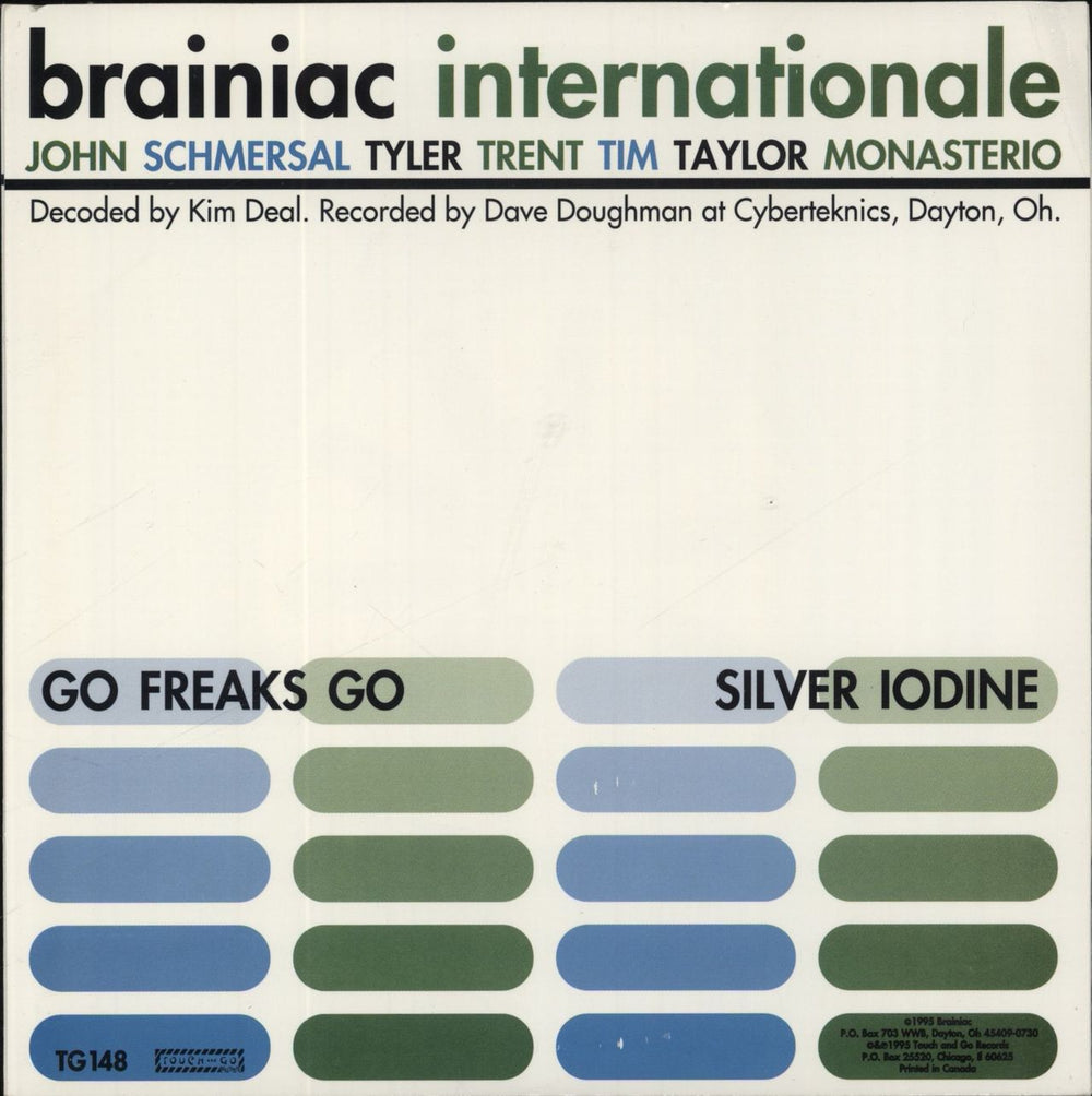 Brainiac Internationale US 7" vinyl single (7 inch record / 45) TG148