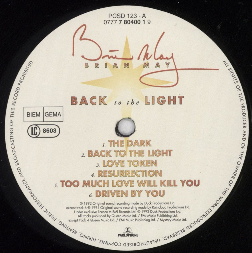 Brian May Back To The Light - Smooth Sleeve - Shrink UK vinyl LP album (LP record) MAYLPBA847031