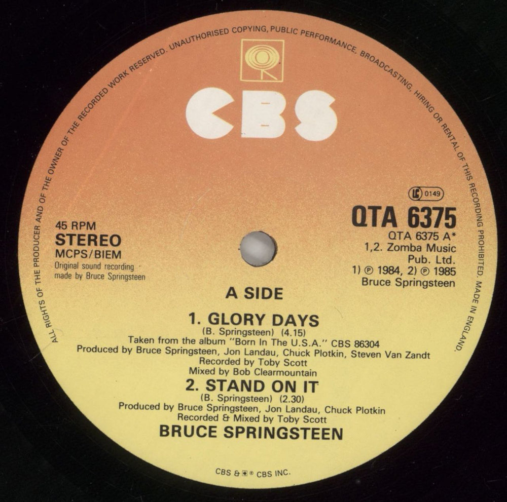 Bruce Springsteen Glory Days - Poster Sleeve UK 12" vinyl single (12 inch record / Maxi-single) SPR12GL01207