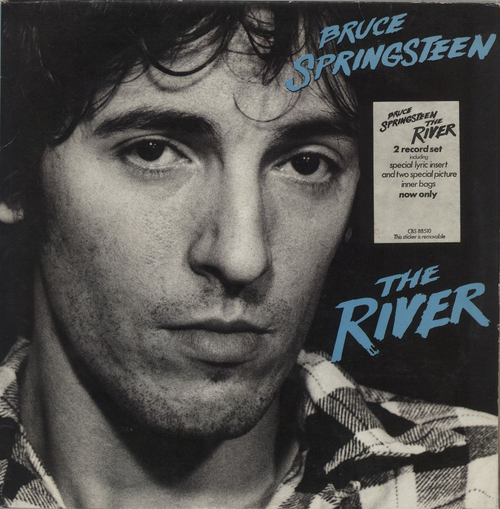 Bruce Springsteen The River - Stickered + Lyric insert UK 2-LP vinyl record set (Double LP Album) 88510