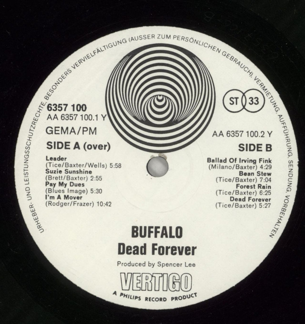Buffalo Dead Forever... German vinyl LP album (LP record) ZUFLPDE869882