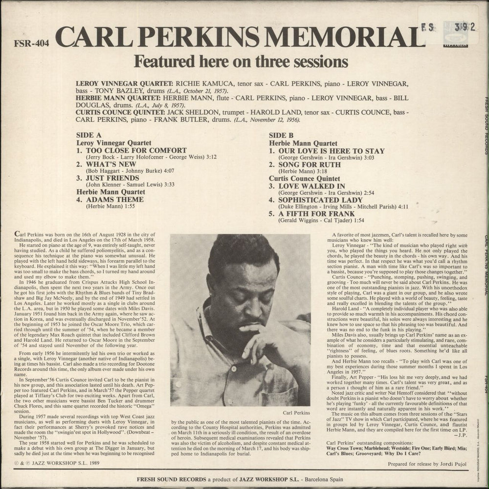 Carl Perkins (Jazz) Carl Perkins Memorial Spanish vinyl LP album (LP record)