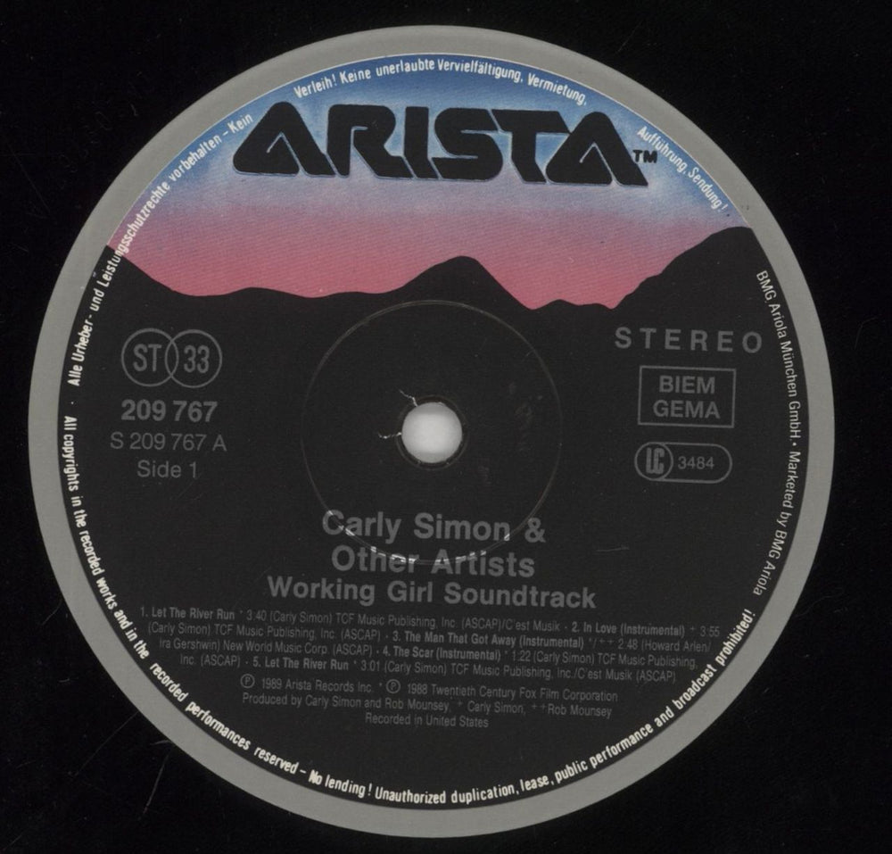 Carly Simon Working Girl German vinyl LP album (LP record) CALLPWO580708