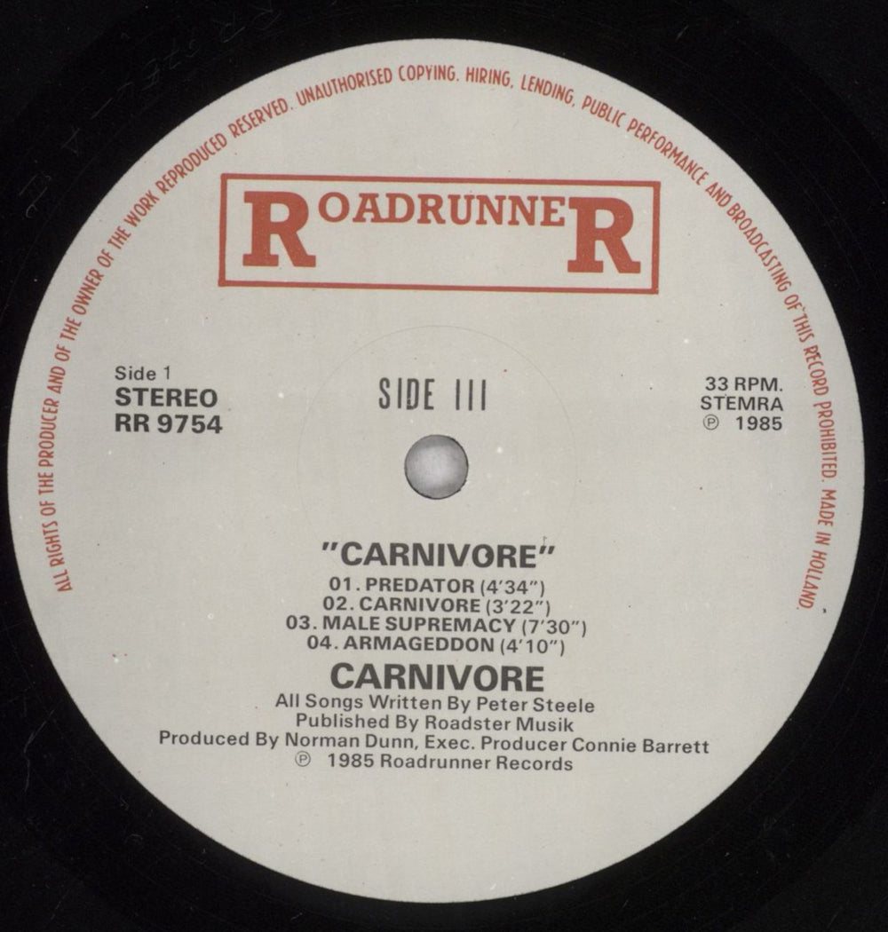Carnivore Carnivore Dutch vinyl LP album (LP record) 74RLPCA844465