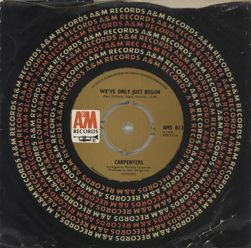 Carpenters We've Only Just Begun UK 7" vinyl single (7 inch record / 45) AMS813