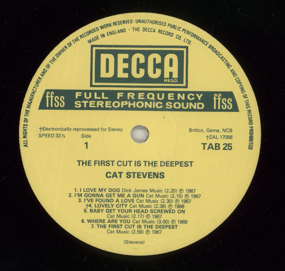 Cat Stevens The First Cut Is The Deepest UK vinyl LP album (LP record) CTVLPTH521833