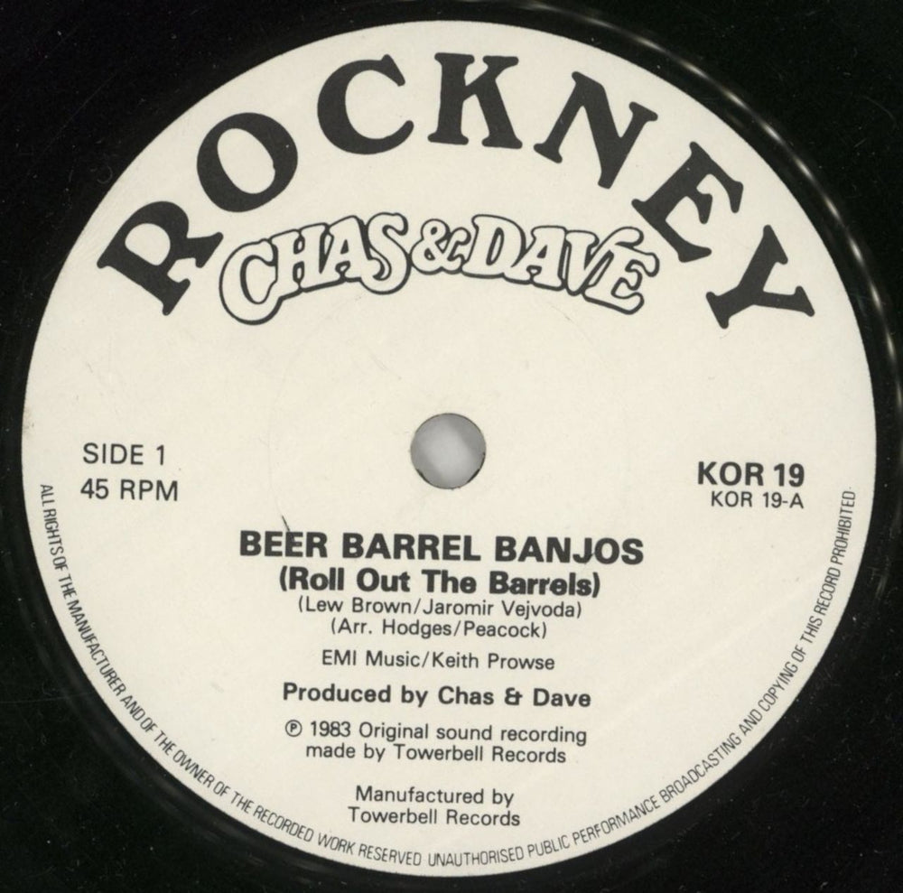 Chas & Dave Beer Barrel Banjos (Roll Out The Barrels) UK 7" vinyl single (7 inch record / 45) C+D07BE715313