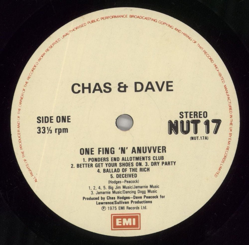 Chas & Dave One Fing 'n' Anuvver UK vinyl LP album (LP record) C+DLPON530819