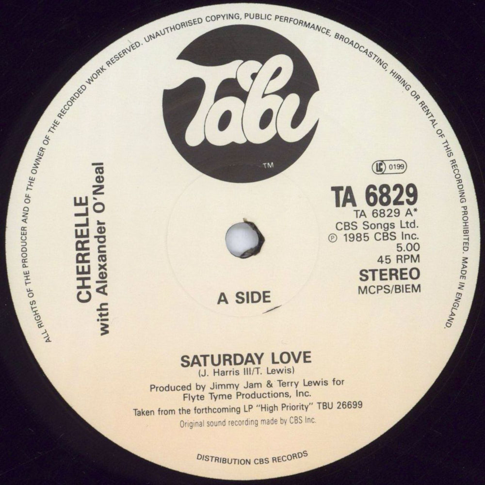 Cherrelle Saturday Love + Hype Stickered Picture Sleeve UK 12" vinyl single (12 inch record / Maxi-single) HRL12SA829663