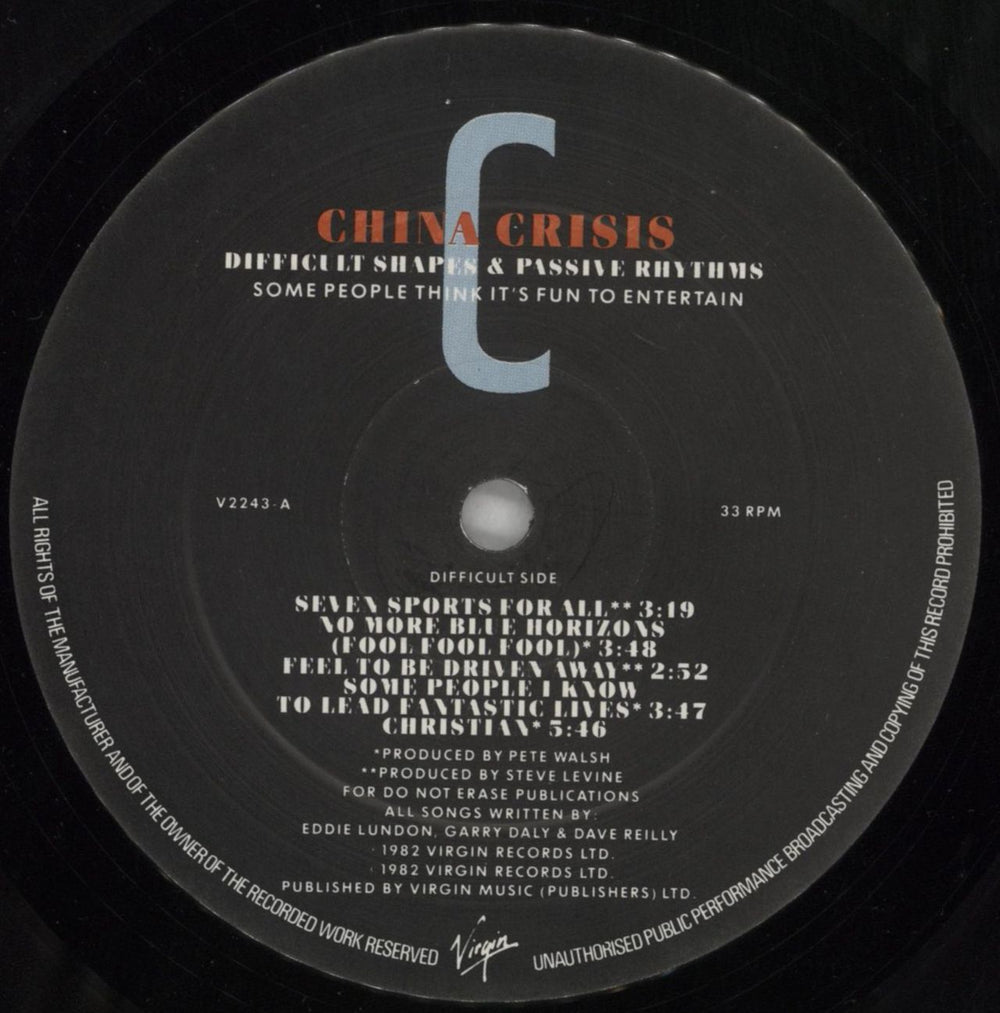 China Crisis Difficult Shapes & Passive Rhythms + Inner UK vinyl LP album (LP record) CHNLPDI794595