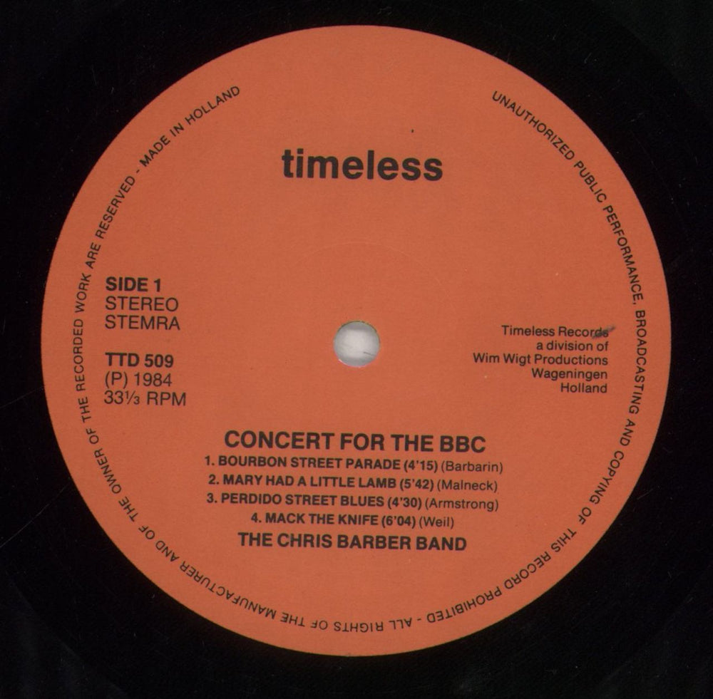 Chris Barber Concert For The BBC - Autographed Dutch 2-LP vinyl record set (Double LP Album) CHB2LCO856735