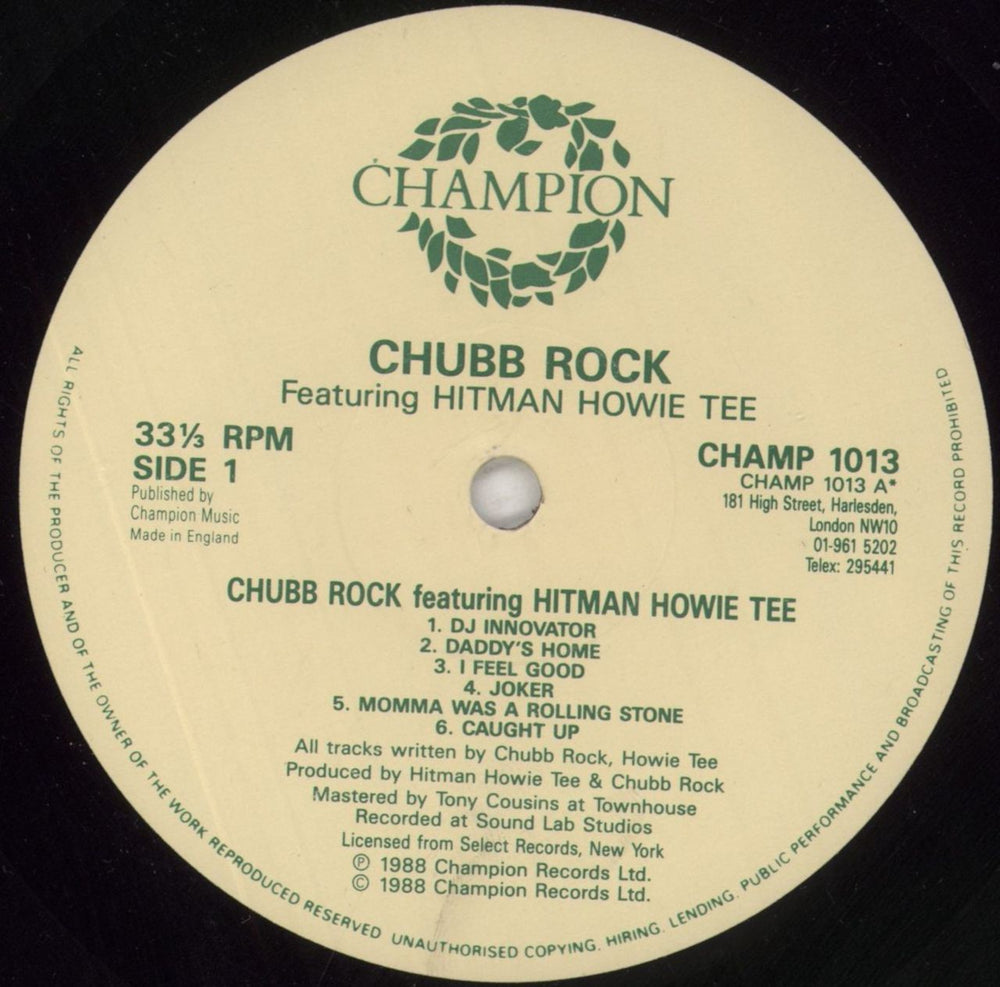 Chubb Rock Chubb Rock Featuring Hitman Howie Tee UK vinyl LP album (LP record) Q33LPCH853379