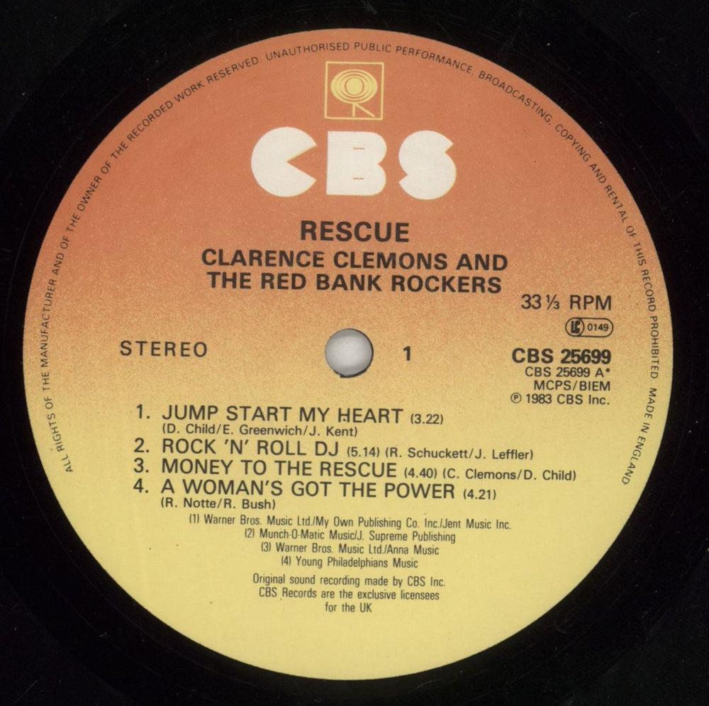 Clarence Clemons Rescue UK vinyl LP album (LP record) CM3LPRE425634