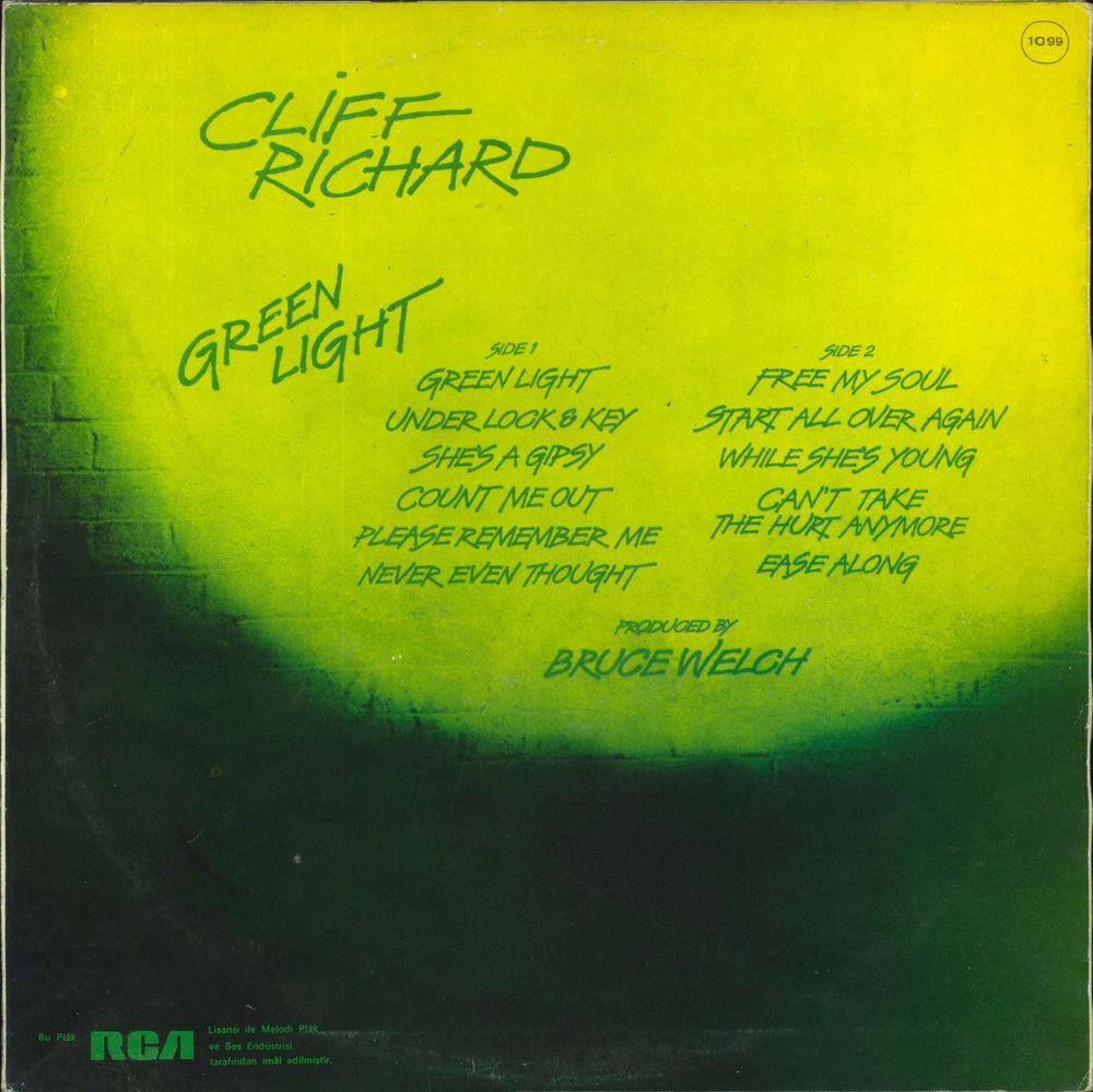 Cliff Richard Green Light Turkish vinyl LP album (LP record)