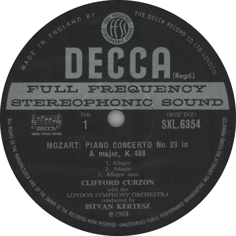 Clifford Curzon Mozart: Piano Concertos Nos. 23 & 24 - WB UK vinyl LP album (LP record) H9ILPMO657919