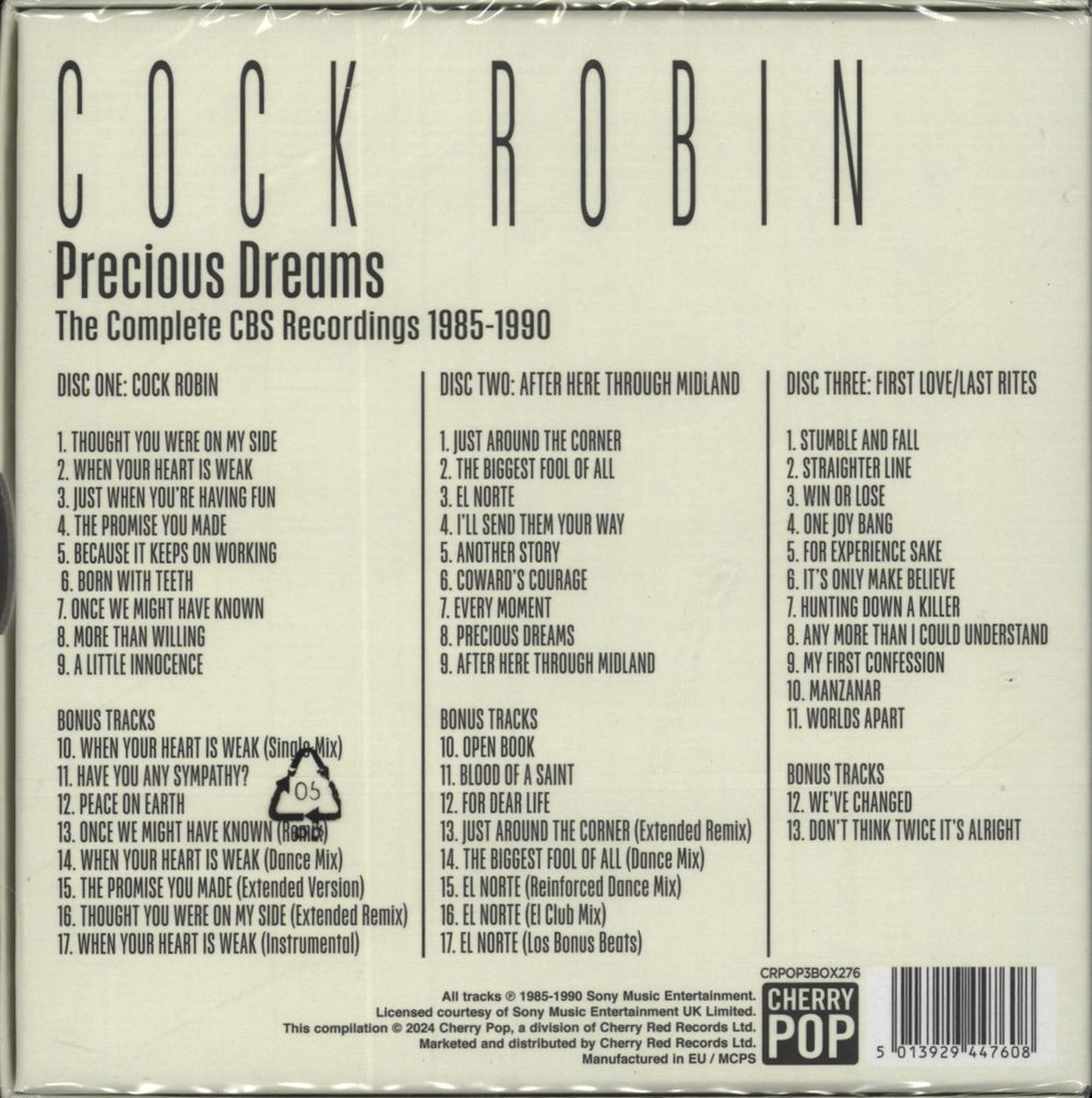 Cock Robin Precious Dreams (The Complete CBS Recordings 1985-1990) UK CD Album Box Set 5013929447608