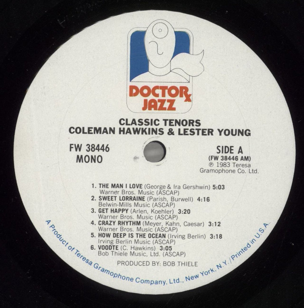 Coleman Hawkins Classic Tenors US vinyl LP album (LP record) CH3LPCL879866