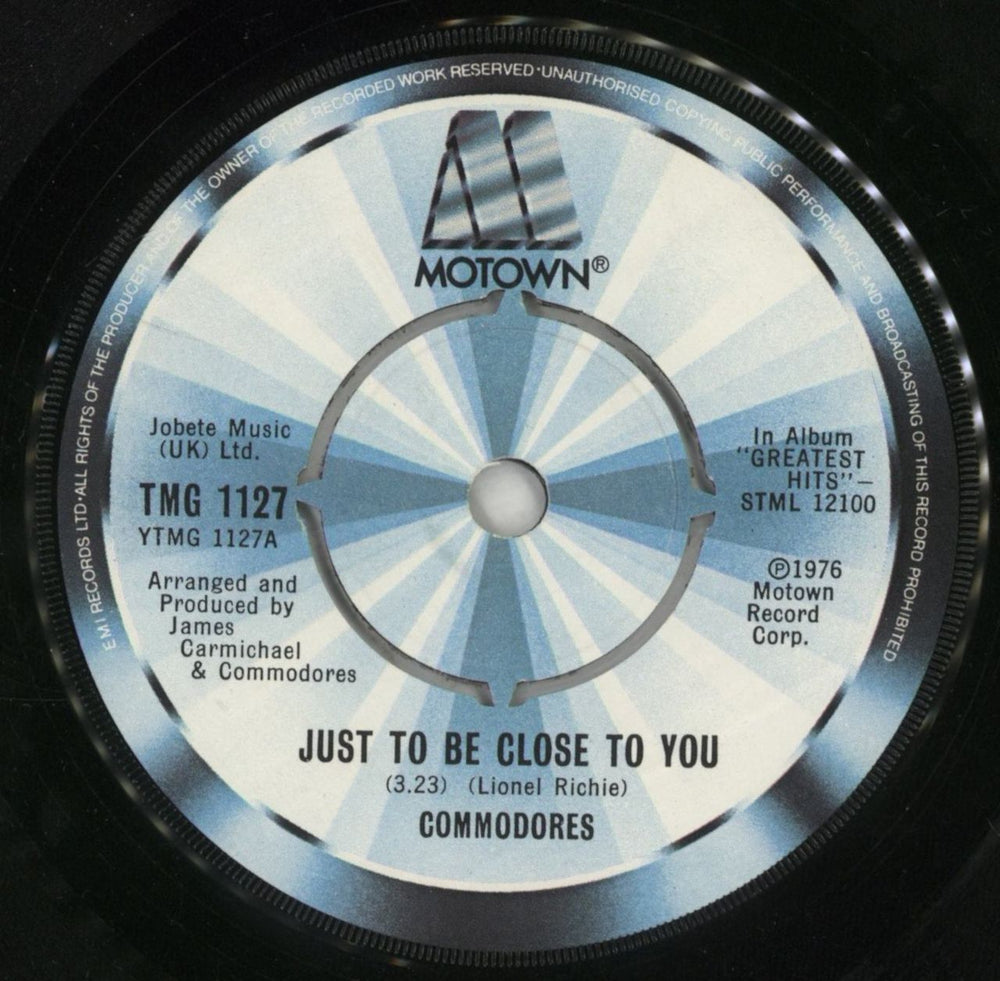 Commodores Just To Be Close To You - P/S UK 7" vinyl single (7 inch record / 45) CMM07JU319245