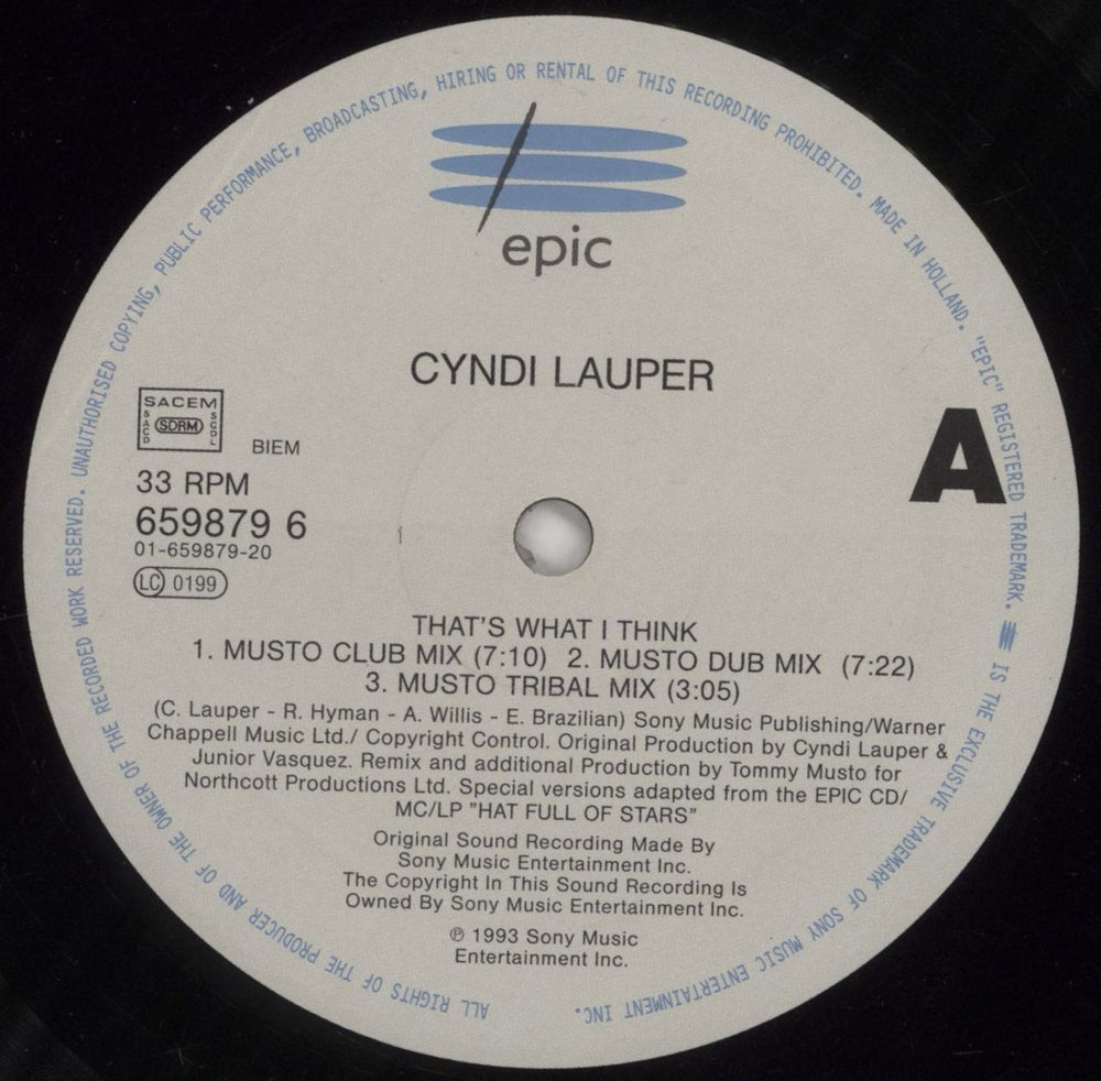 Cyndi Lauper That's That I Think - Stickered UK 12" vinyl single (12 inch record / Maxi-single) LAU12TH860410