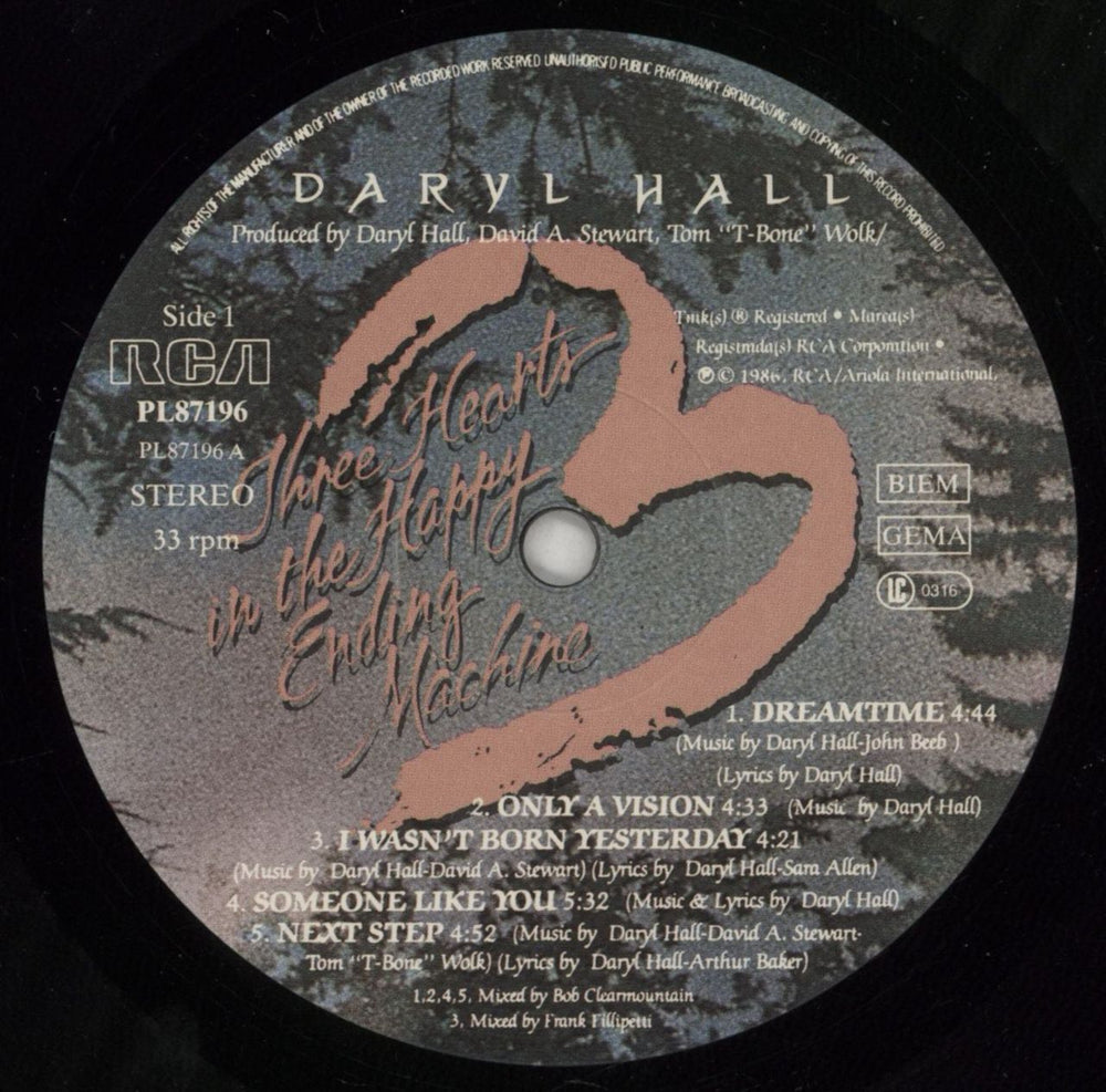 Daryl Hall Three Hearts In The Happy Ending Machine - Hype Stickered UK vinyl LP album (LP record) DRLLPTH266137