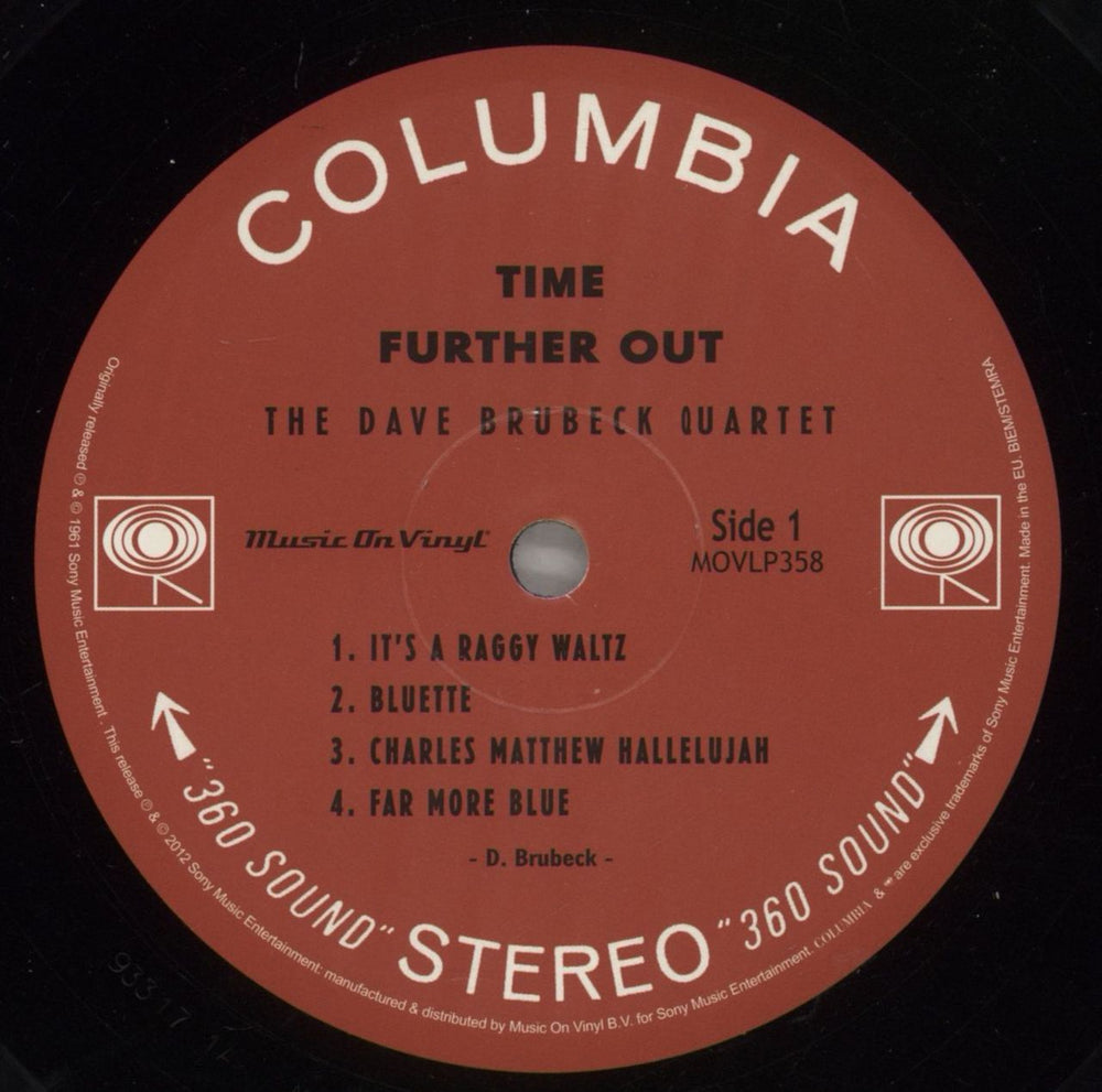Dave Brubeck Time Further Out - 180 Gram Vinyl UK vinyl LP album (LP record) DBRLPTI879599