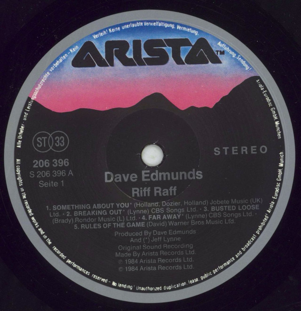 Dave Edmunds Riff Raff German vinyl LP album (LP record) DAELPRI289331