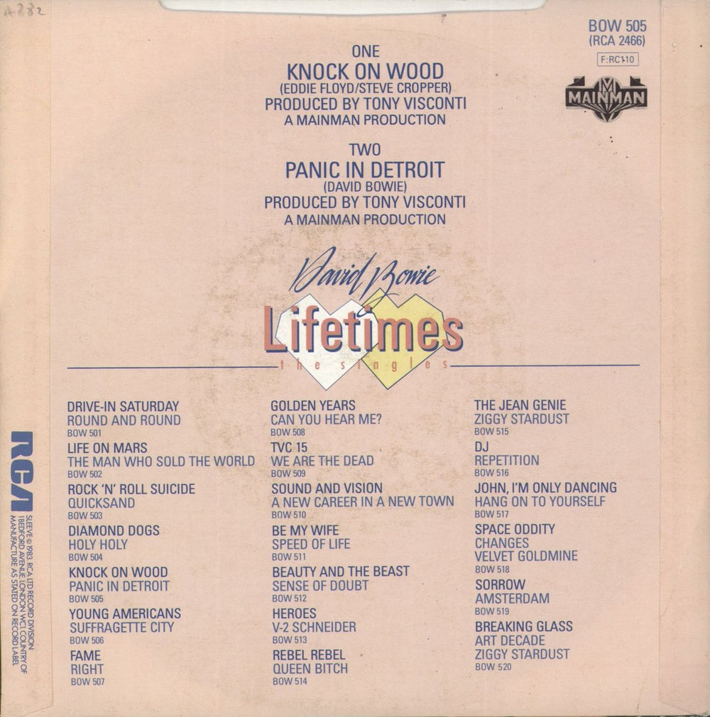 David Bowie Knock On Wood UK 7" vinyl single (7 inch record / 45)