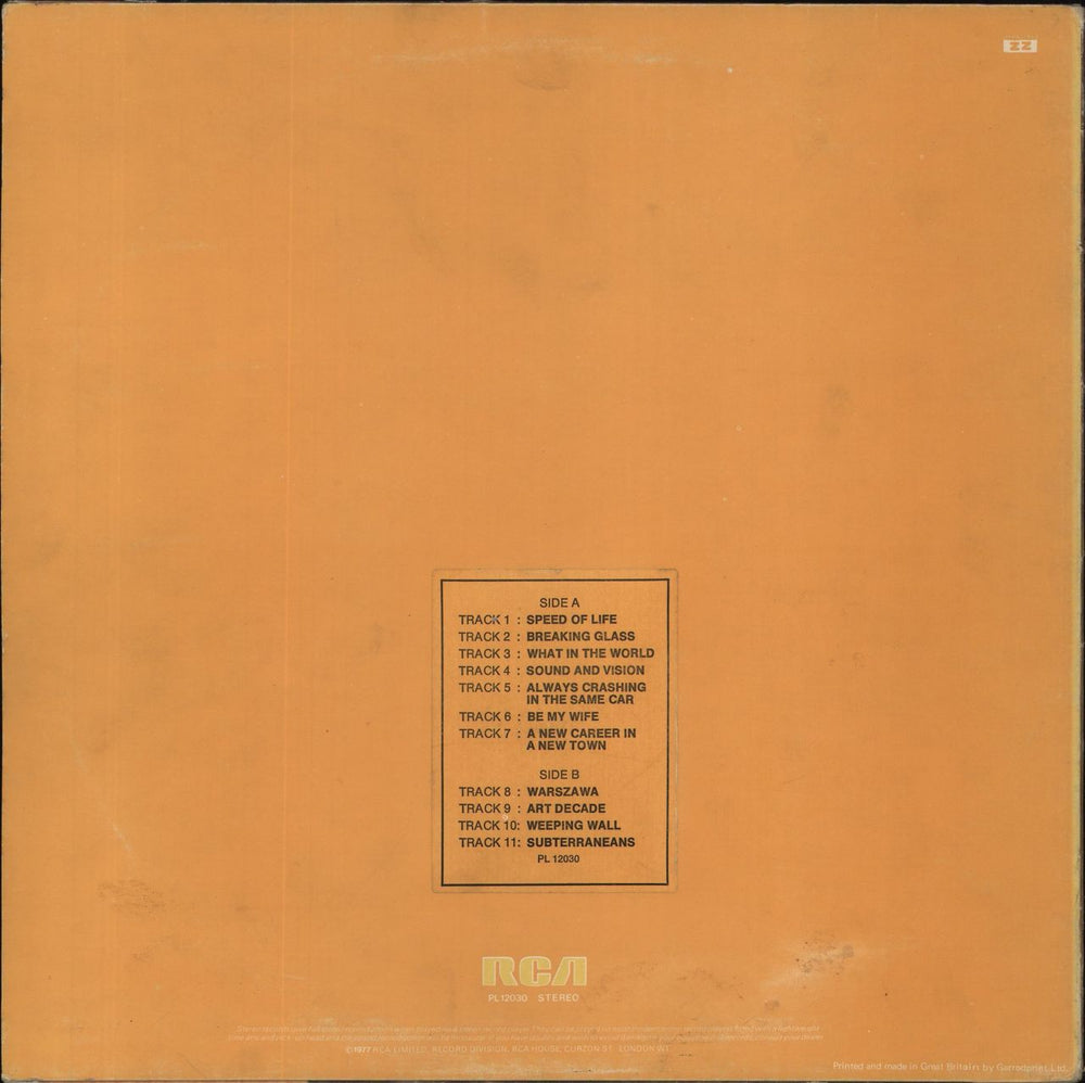 David Bowie Low - 1st + Insert + Sticker - VG UK vinyl LP album (LP record)