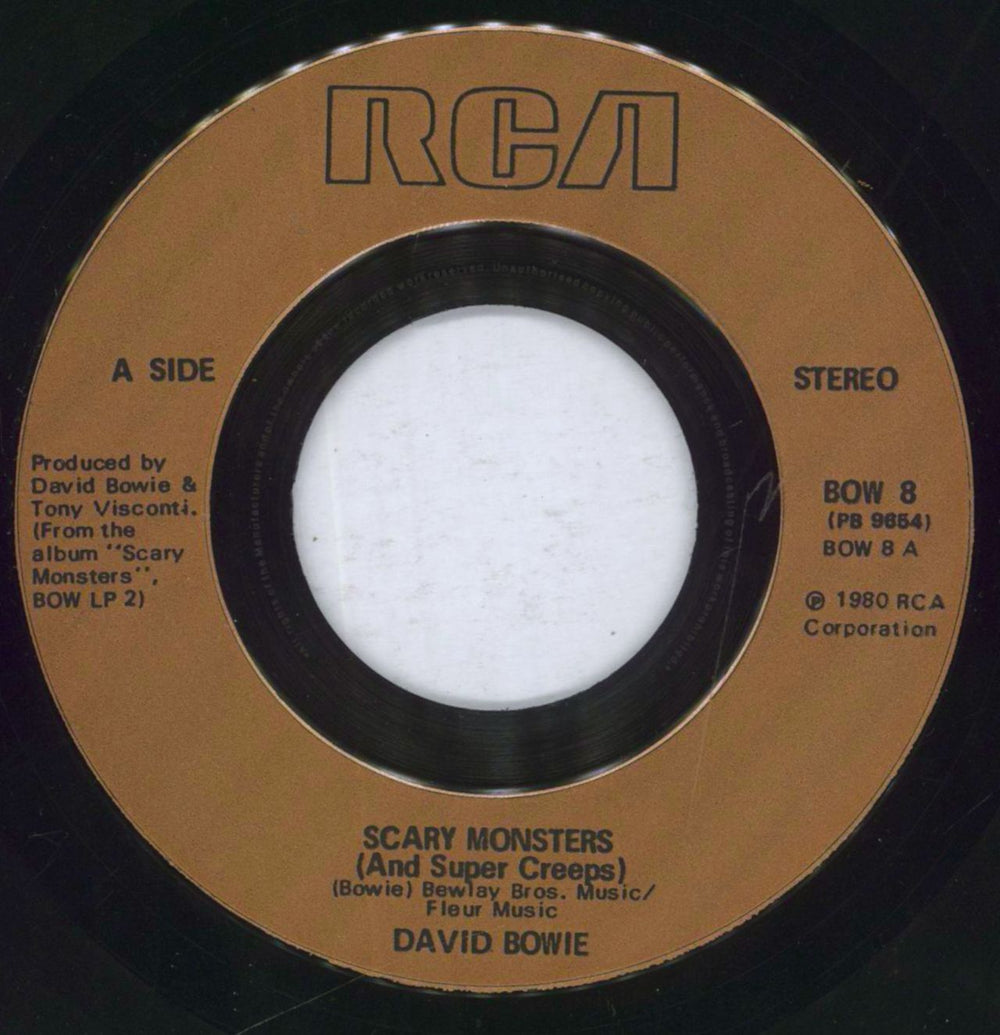 David Bowie Scary Monsters (And Super Creeps) - Wide-Centre Injection UK 7" vinyl single (7 inch record / 45) BOW07SC830000