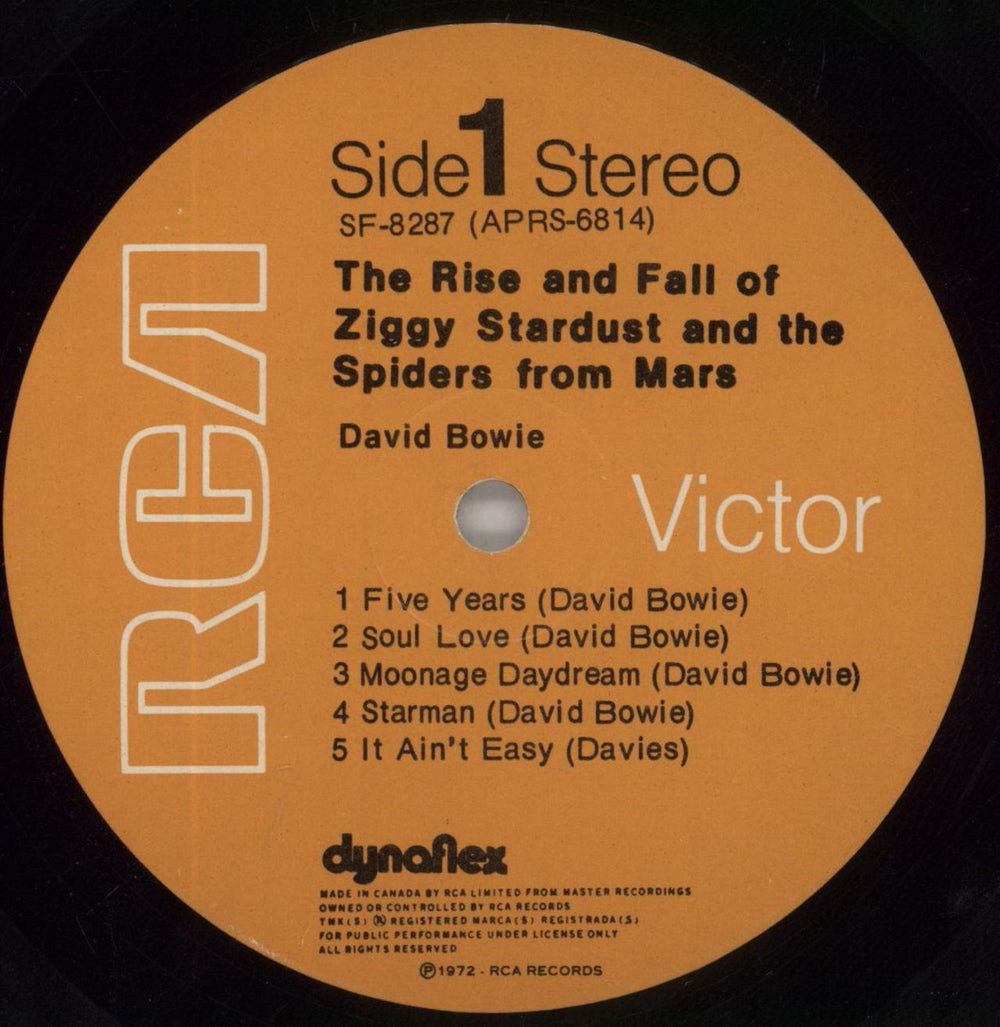 David Bowie The Rise And Fall Of Ziggy Stardust And The Spiders From Mars Canadian vinyl LP album (LP record) BOWLPTH861274