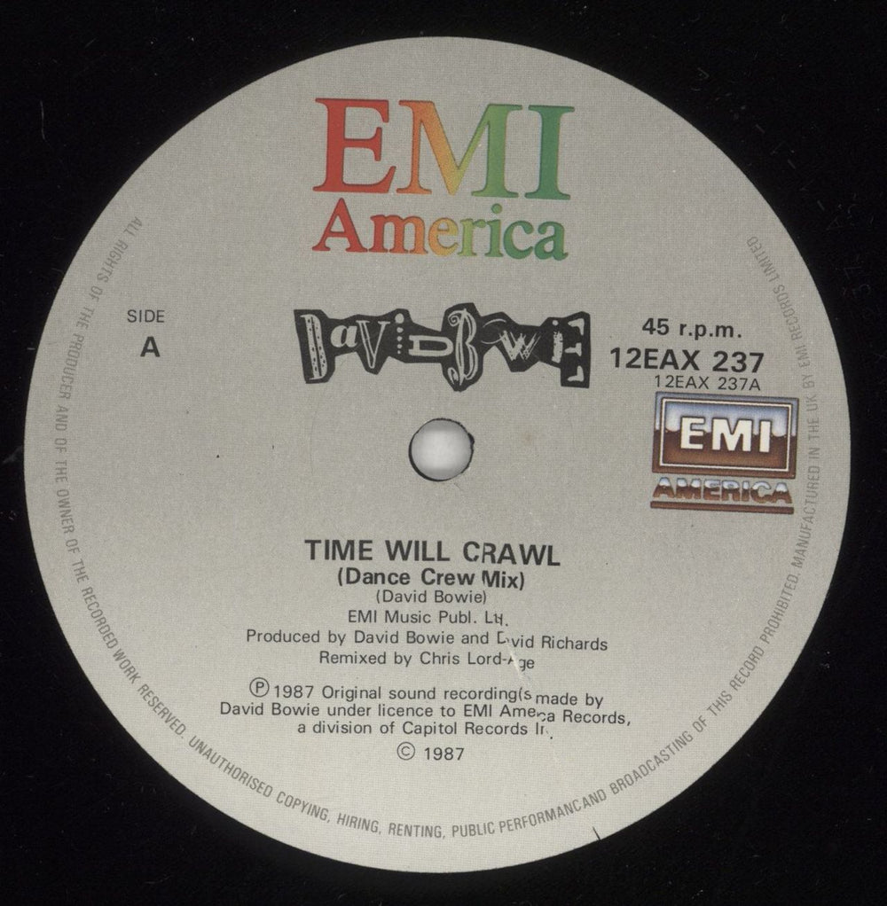 David Bowie Time Will Crawl - Dance Crew Mix - EX UK 12" vinyl single (12 inch record / Maxi-single) BOW12TI876799