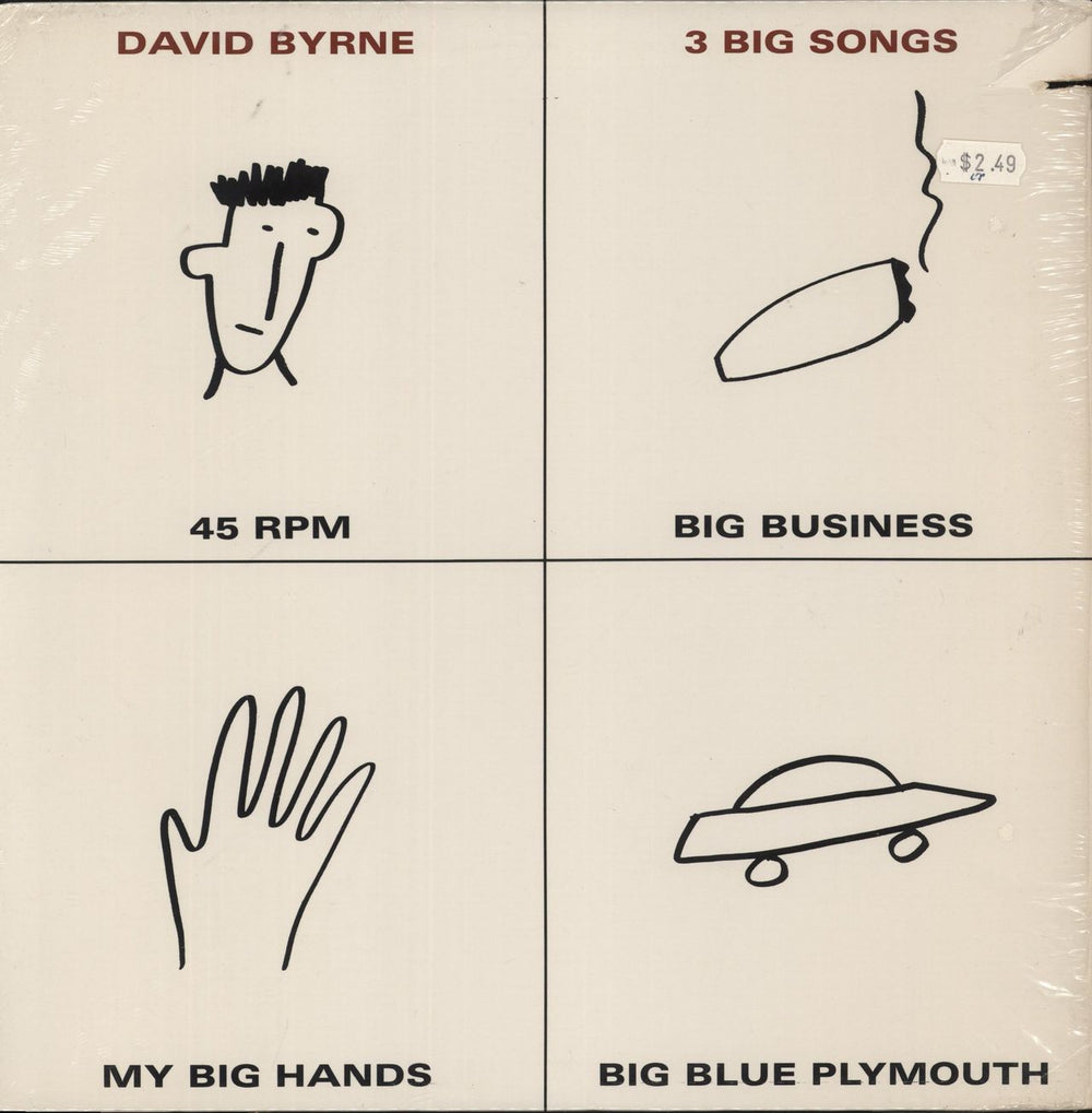 David Byrne 3 Big Songs - Shrink US 12" vinyl single (12 inch record / Maxi-single) DSRE-50034