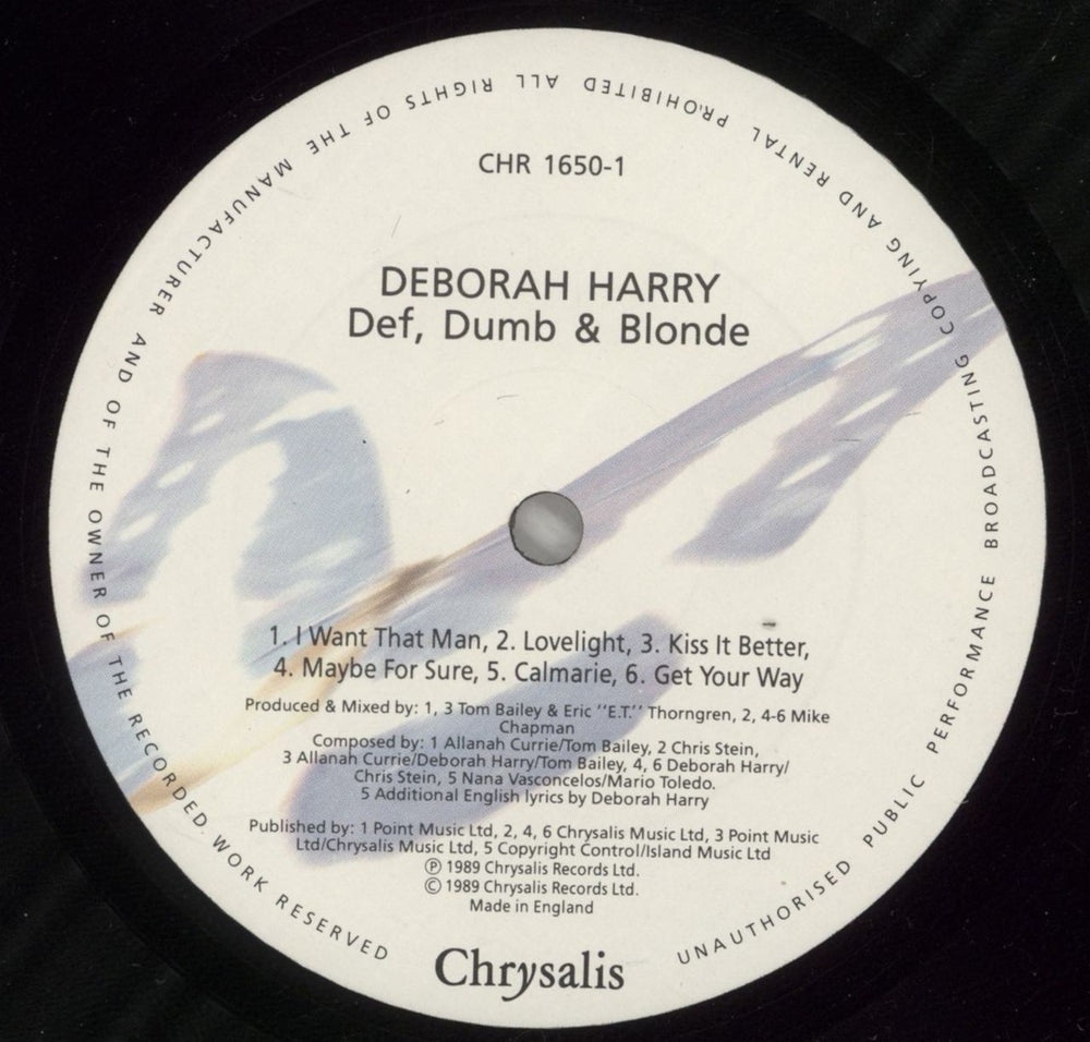 Debbie Harry Def, Dumb & Blonde - Price Stickered UK vinyl LP album (LP record) DEBLPDE875370