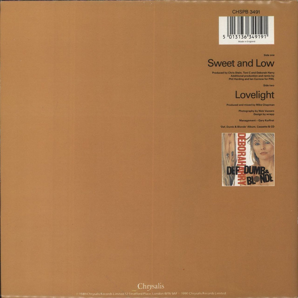 Debbie Harry Sweet And Low UK 7" vinyl single (7 inch record / 45) 5013136349177