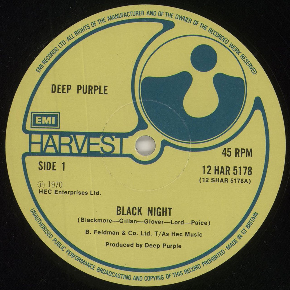 Deep Purple Black Night UK 12" vinyl single (12 inch record / Maxi-single) DEE12BL41645