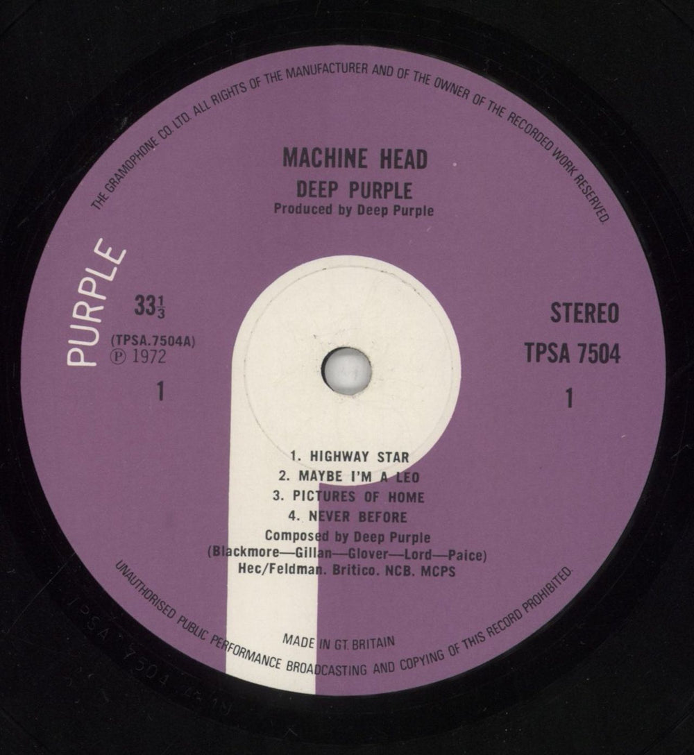 Deep Purple Machine Head - 1st - VG UK vinyl LP album (LP record) DEELPMA729056