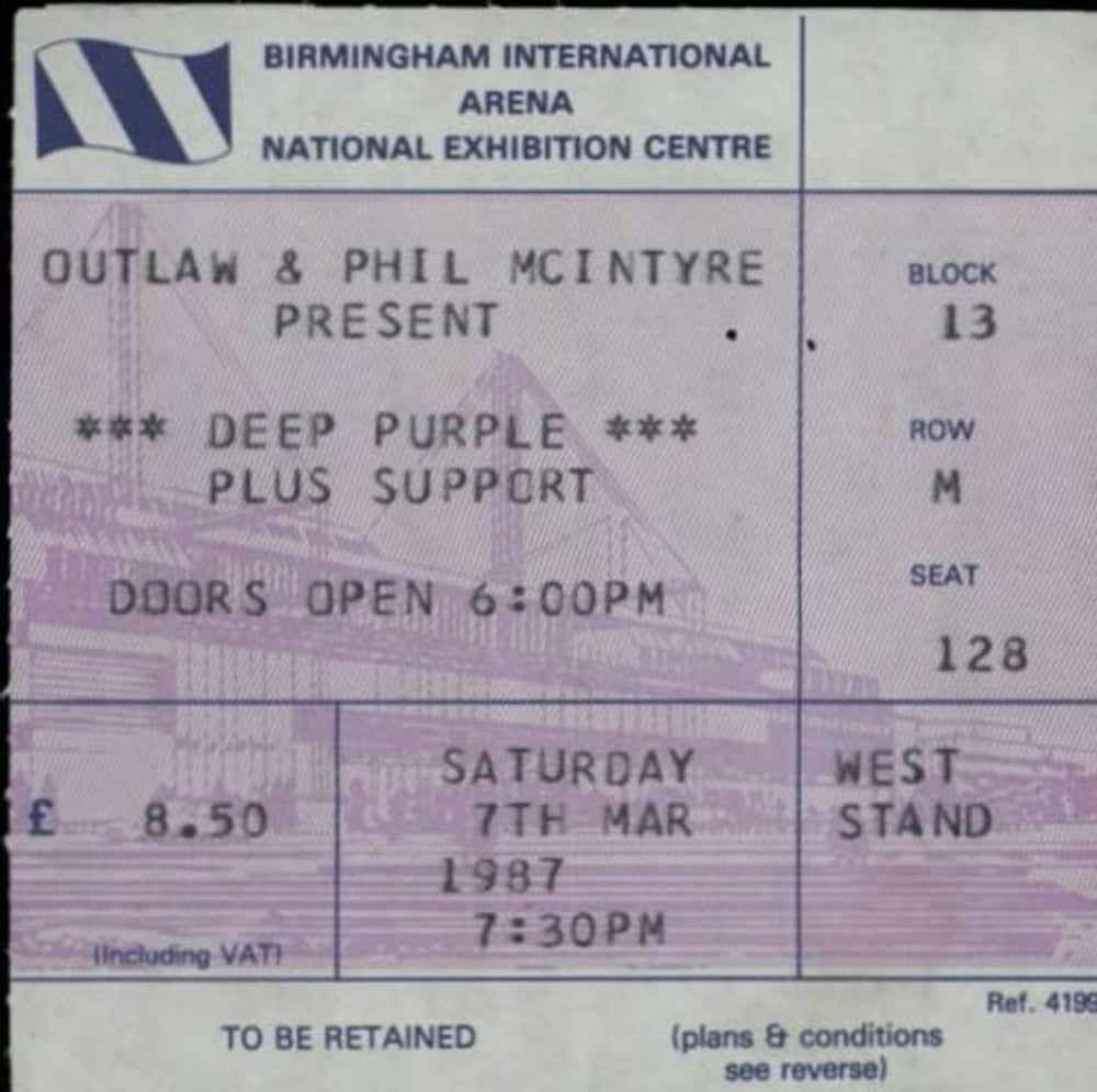 Deep Purple World Tour 87 + Ticket Stub UK tour programme DEETRWO586975