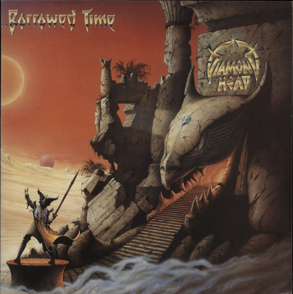 Diamond Head Borrowed Time + Poster UK vinyl LP album (LP record) DH1001