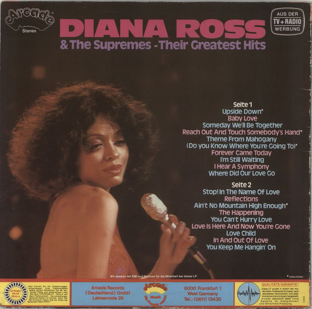 Diana Ross & The Supremes Their Greatest Hits German vinyl LP album (LP record)