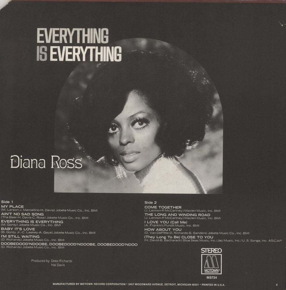Diana Ross Everything Is Everything US vinyl LP album (LP record)