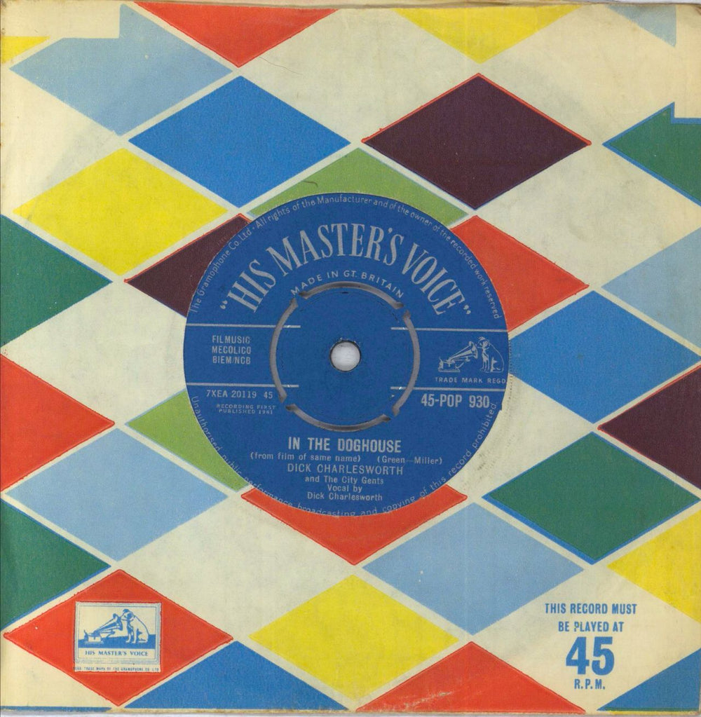 Dick Charlesworth In The Doghouse UK 7" vinyl single (7 inch record / 45) 45-POP930