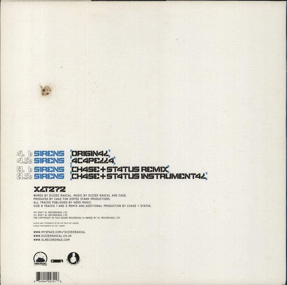 Dizzee Rascal Sirens UK 12" vinyl single (12 inch record / Maxi-single) 0634904027216