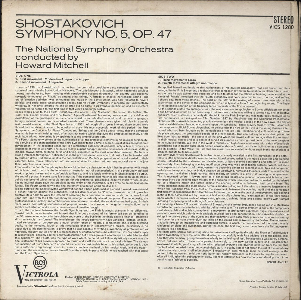 Dmitri Shostakovich Symphony No. 5, Op. 47 UK vinyl LP album (LP record)