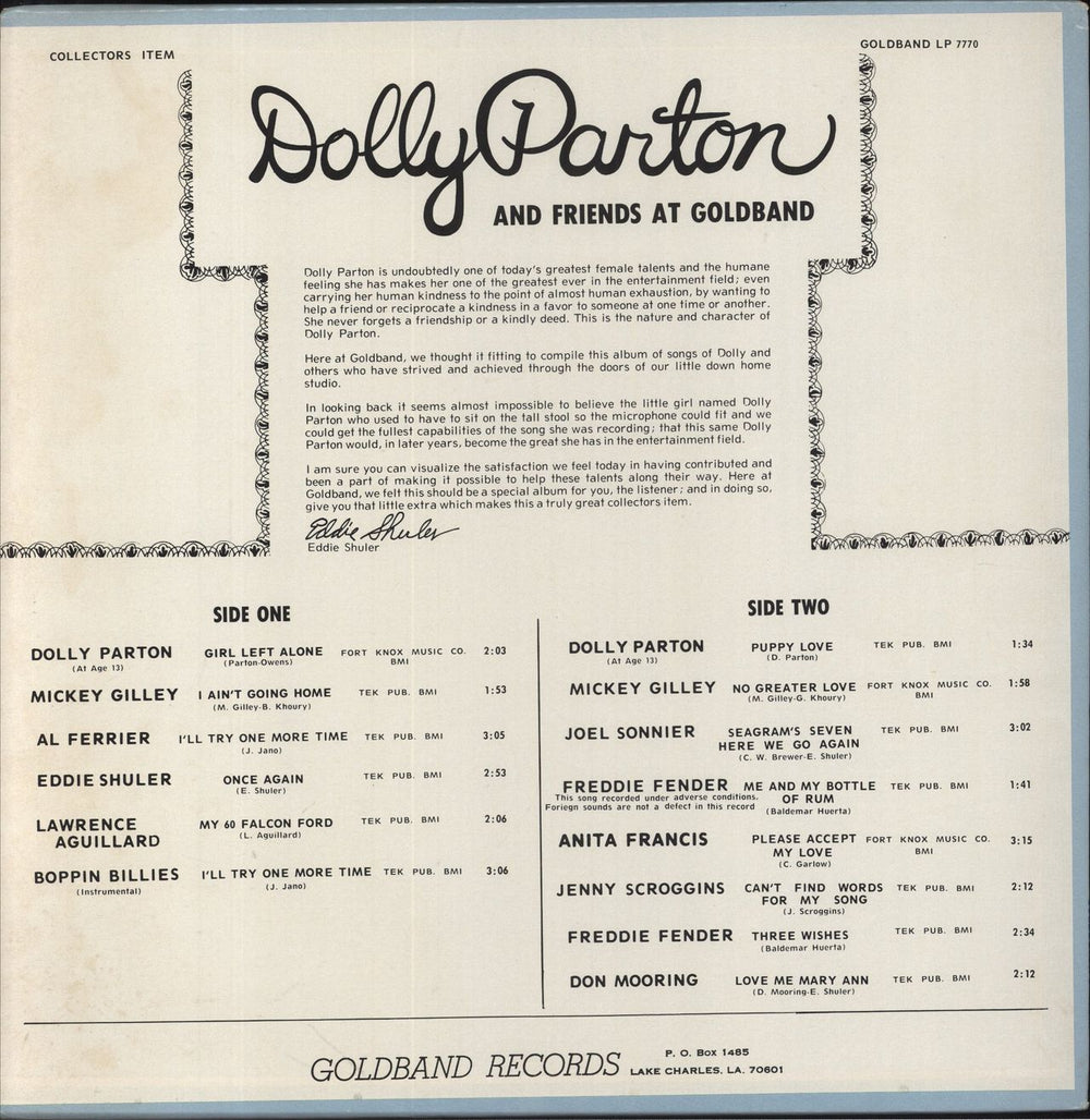 Dolly Parton Dolly Parton And Friends At Goldband US vinyl LP album (LP record)