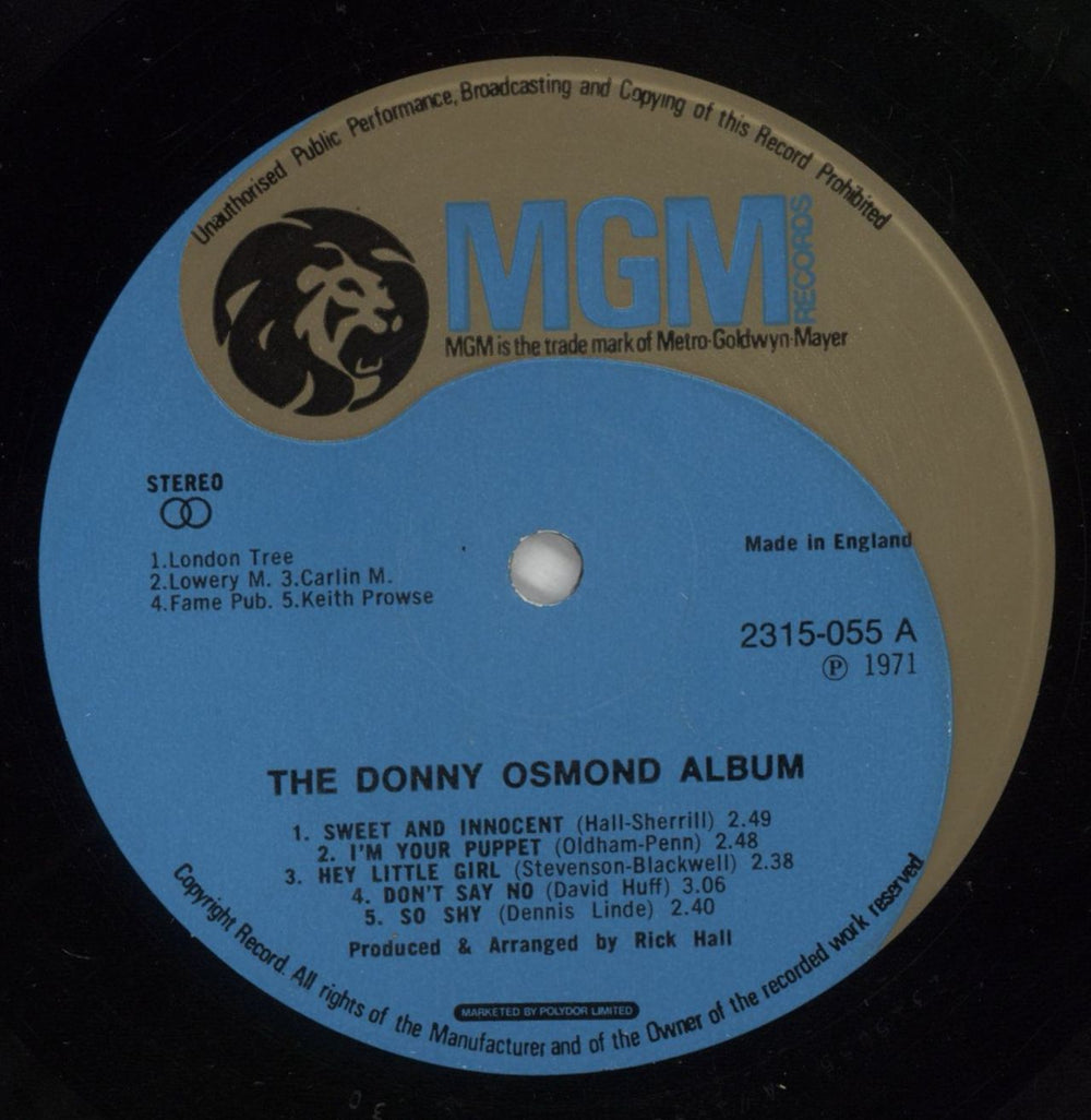 Donny Osmond The Donny Osmond Album UK vinyl LP album (LP record) DOSLPTH392272