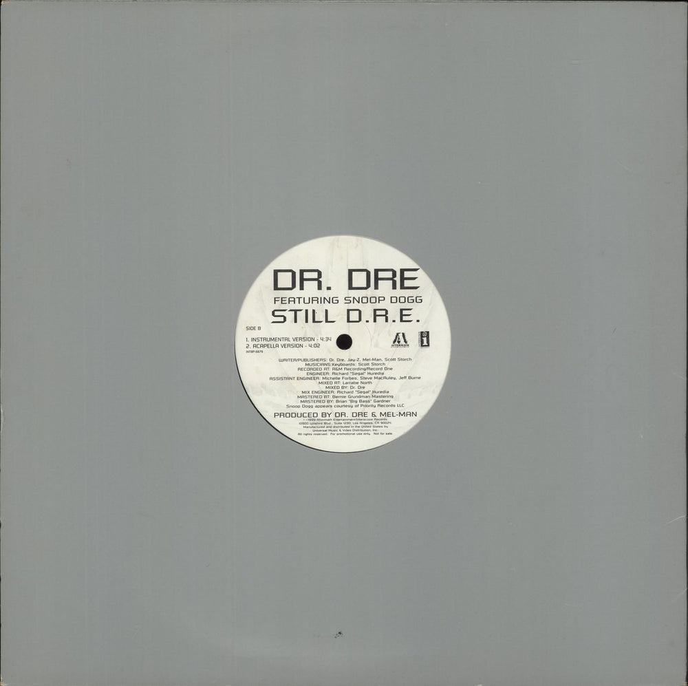 Dr Dre Still D.R.E. US Promo 12" vinyl single (12 inch record / Maxi-single) 606949727413