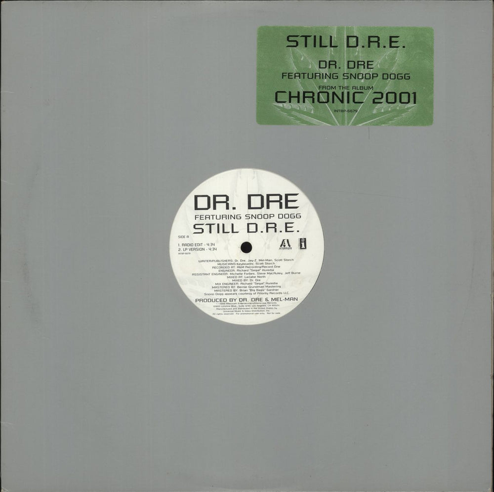 Dr Dre Still D.R.E. US Promo 12" vinyl single (12 inch record / Maxi-single) INT8P-6679