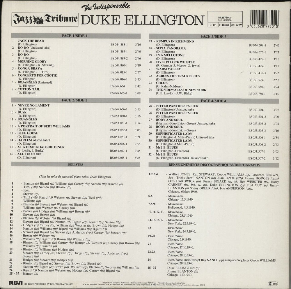 Duke Ellington The Indispensable Duke Ellington Volumes 5/6 German 2-LP vinyl record set (Double LP Album)