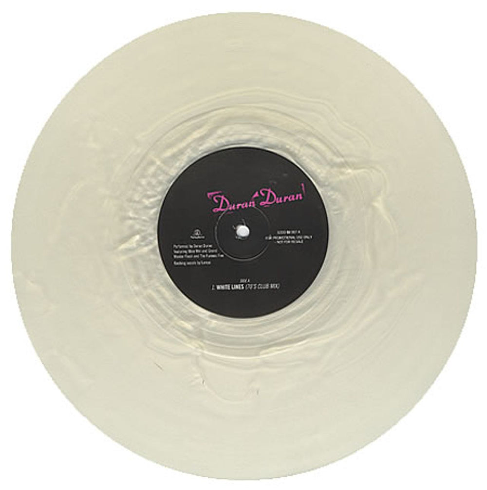 Duran Duran White Lines - White Vinyl US Promo 12" vinyl single (12 inch record / Maxi-single) 12DDDJ007