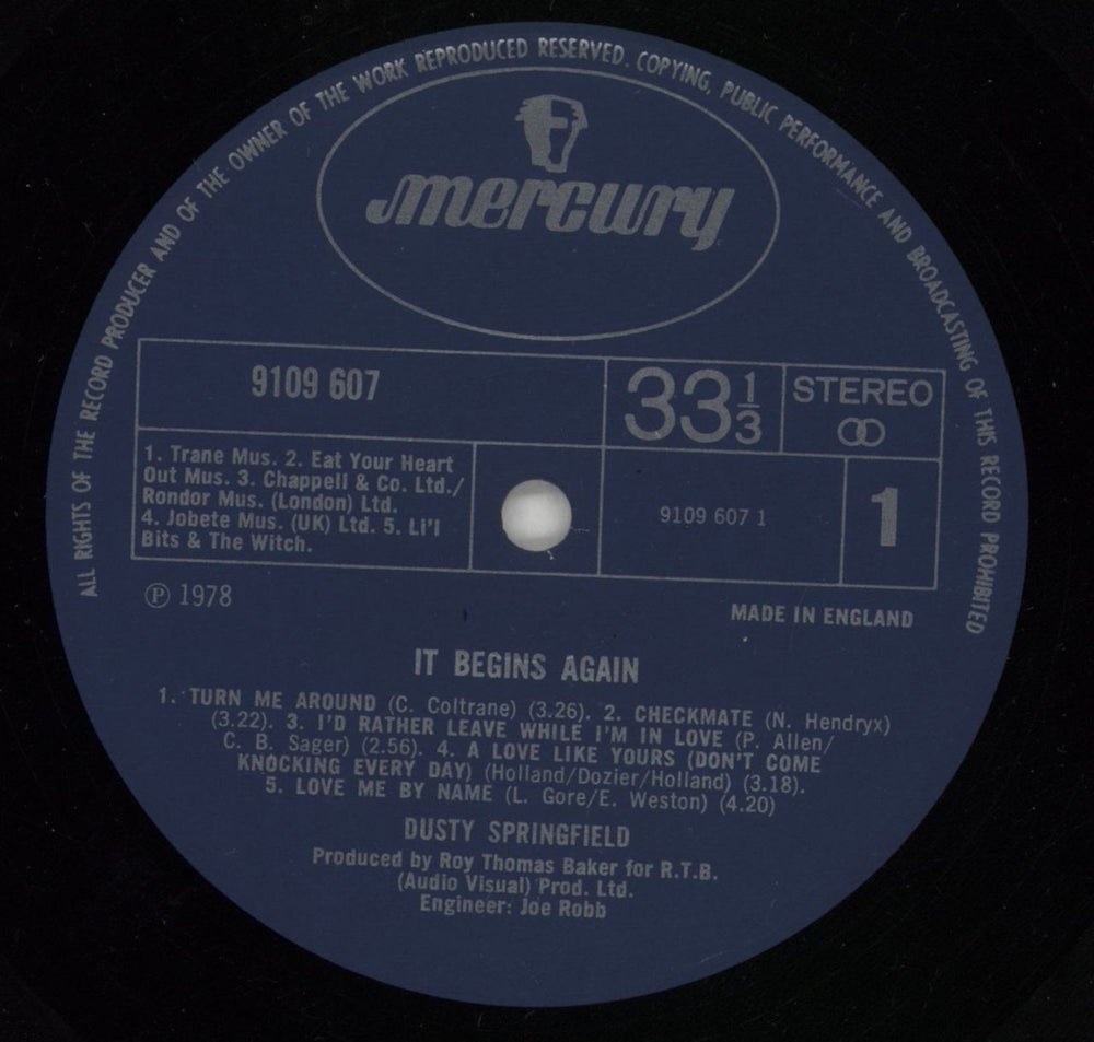 Dusty Springfield It Begins Again UK vinyl LP album (LP record) DUSLPIT229302